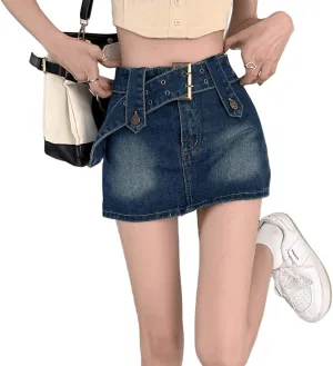 High Waisted Spicy Girl Skirt, Denim A-line Skirt, Short Stature, Slimming and Hip Hugging Skirt