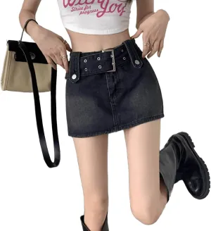 High Waisted Spicy Girl Skirt, Denim A-line Skirt, Short Stature, Slimming and Hip Hugging Skirt