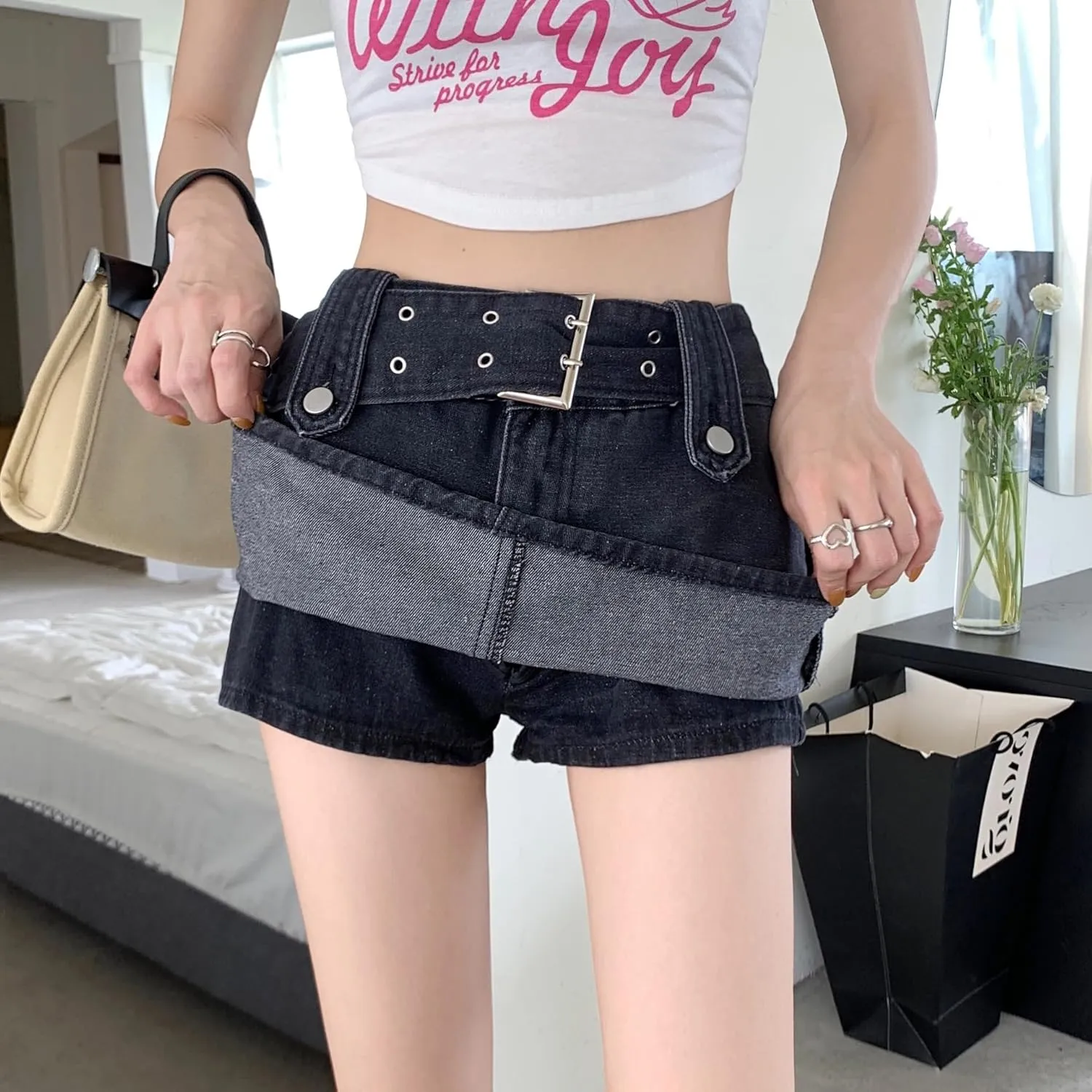 High Waisted Spicy Girl Skirt, Denim A-line Skirt, Short Stature, Slimming and Hip Hugging Skirt