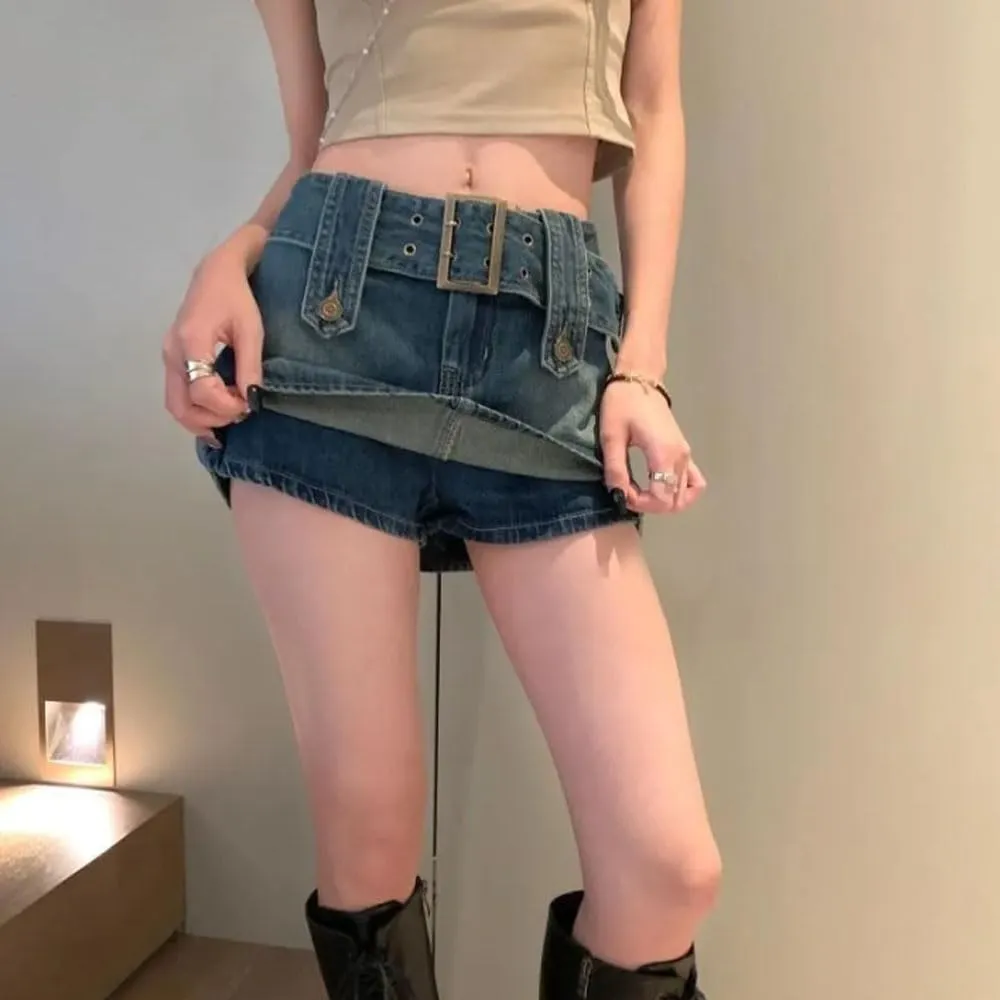 High Waisted Spicy Girl Skirt, Denim A-line Skirt, Short Stature, Slimming and Hip Hugging Skirt