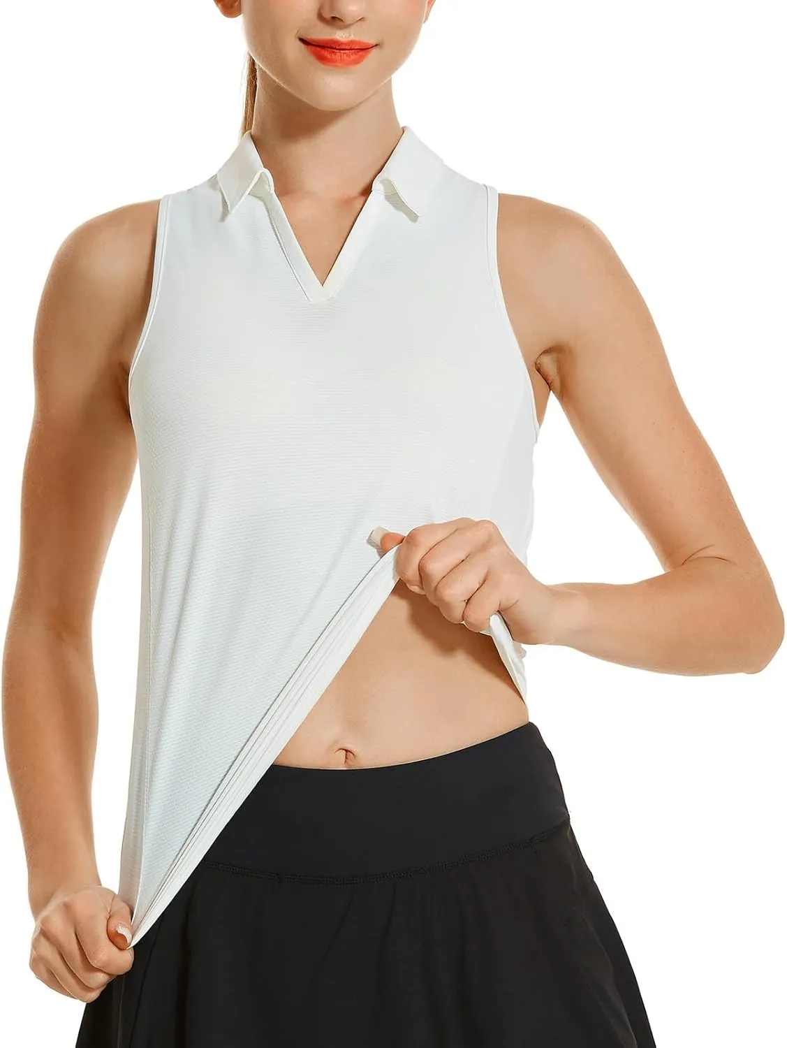 HODOSPORTS Women's Sleeveless Golf Polo Shirts V-Neck Tennis Shirts Quick Dry Racerback Tank Tops