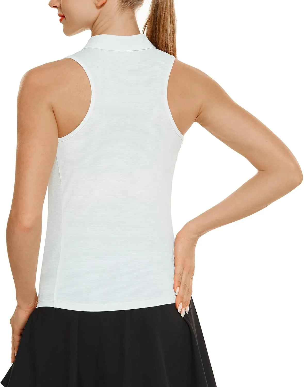 HODOSPORTS Women's Sleeveless Golf Polo Shirts V-Neck Tennis Shirts Quick Dry Racerback Tank Tops