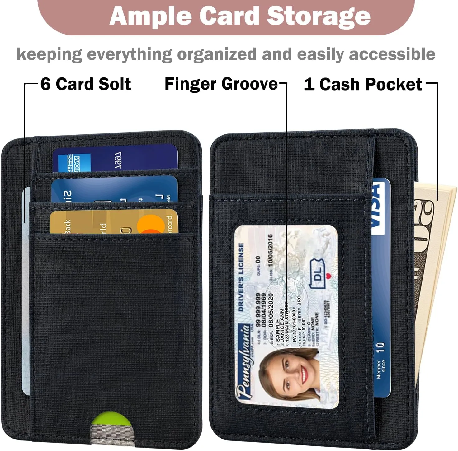 HOTCOOL Card Holder Keychian and Lanyard Wallet Front Pocket Minimalist Travel Cute Funny Thin Leather With RFID Blocking Small Credit Card Holder Wallet for Men & Women Girls Organizer Gifts