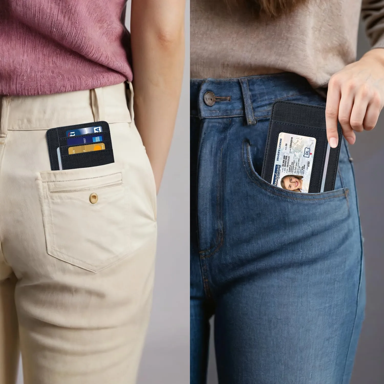 HOTCOOL Card Holder Keychian and Lanyard Wallet Front Pocket Minimalist Travel Cute Funny Thin Leather With RFID Blocking Small Credit Card Holder Wallet for Men & Women Girls Organizer Gifts