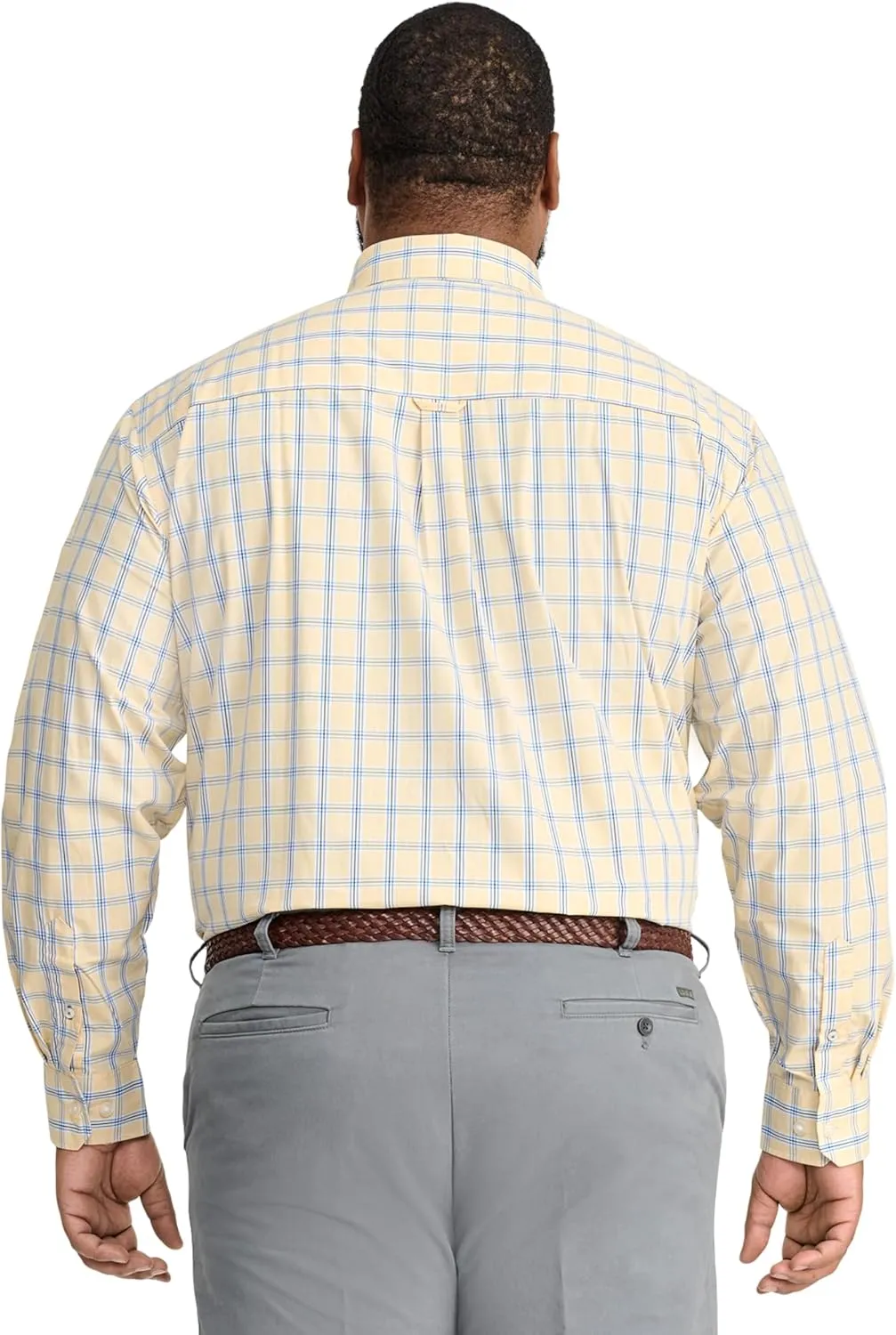 IZOD Men's Big and Tall Performance Comfort Long Sleeve Plaid Button Down