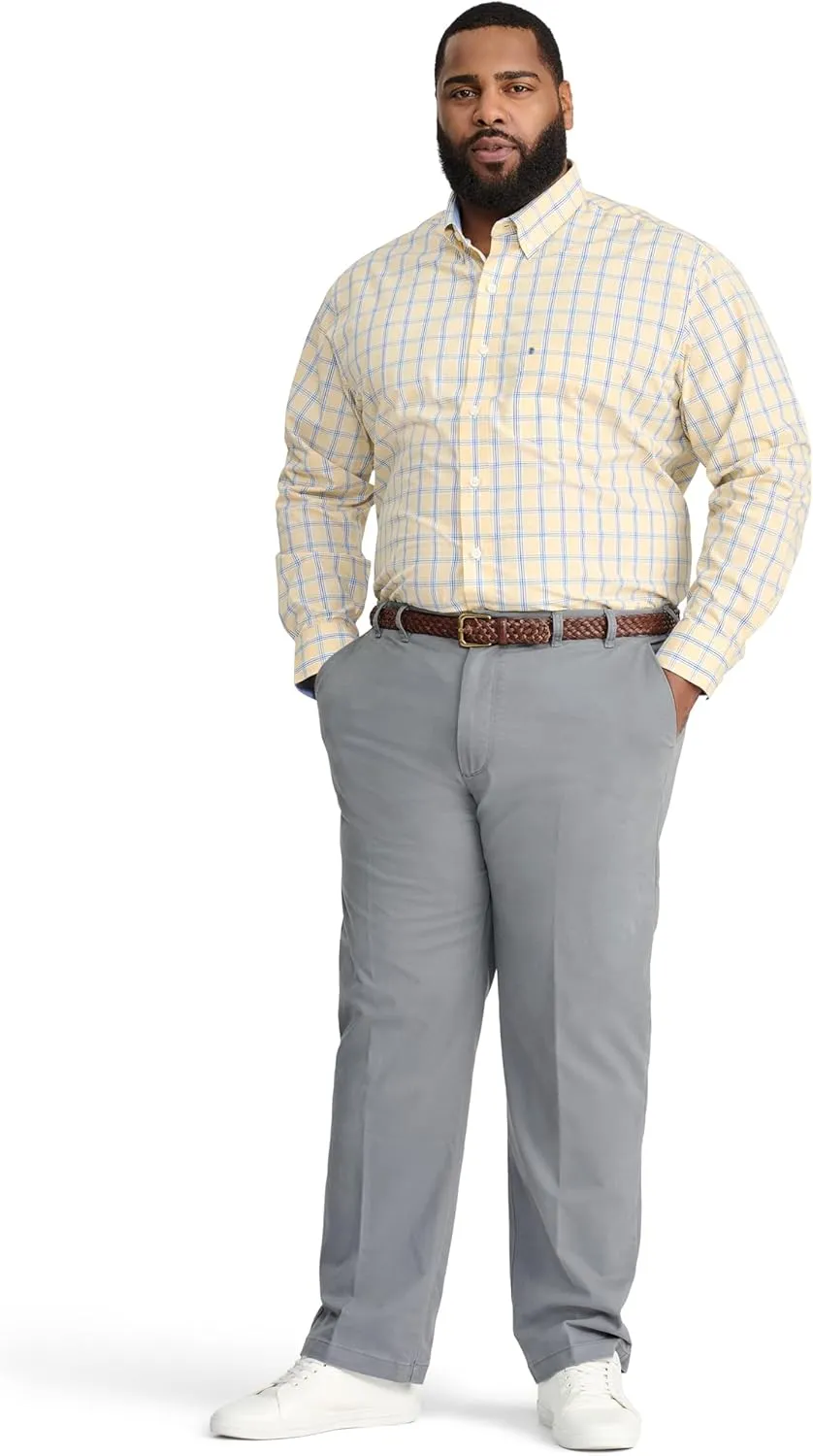IZOD Men's Big and Tall Performance Comfort Long Sleeve Plaid Button Down
