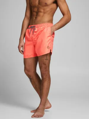 Jack & Jones BALI Solid-Colour Swim Shorts -CORAL
