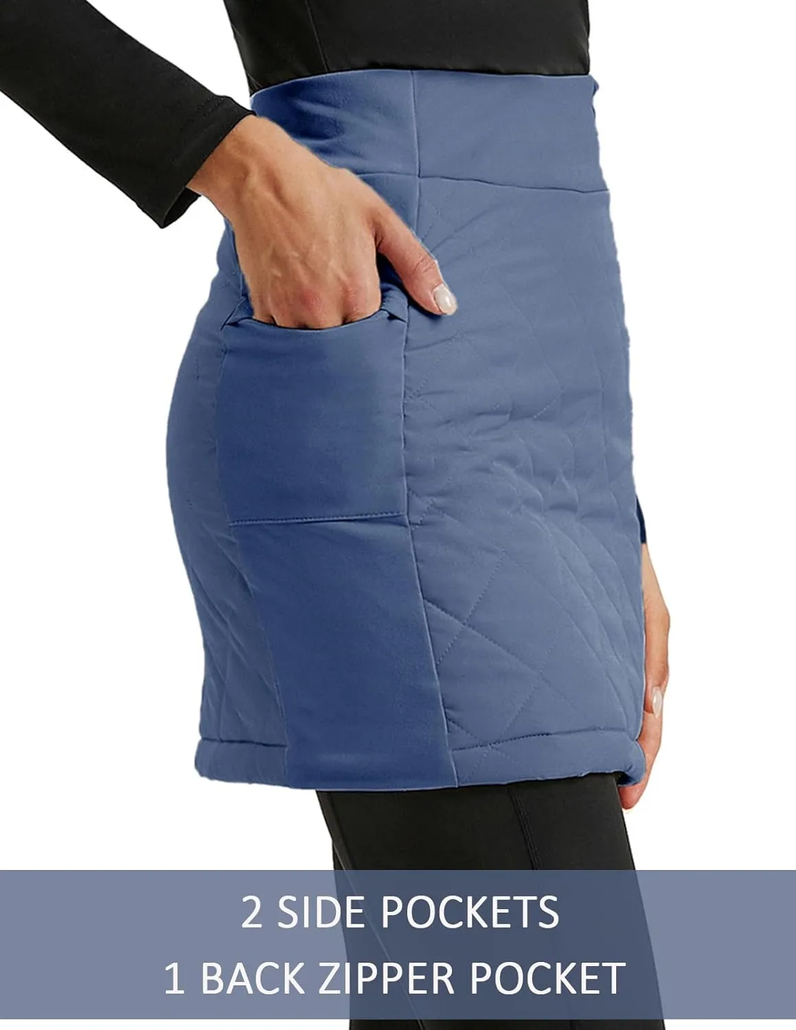 JACK SMITH Women's Puffer Quilted Skirt Insulated Warm Snow Skorts for Hiking Running Golf Zipping Both Way