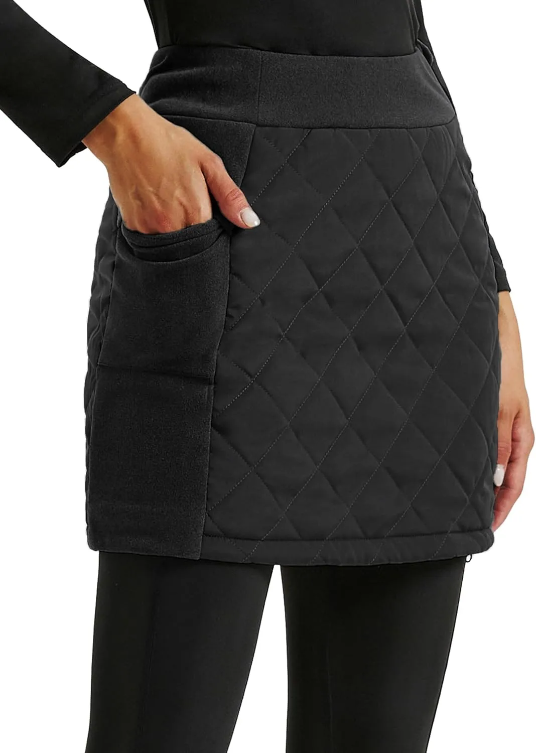 JACK SMITH Women's Puffer Quilted Skirt Insulated Warm Snow Skorts for Hiking Running Golf Zipping Both Way