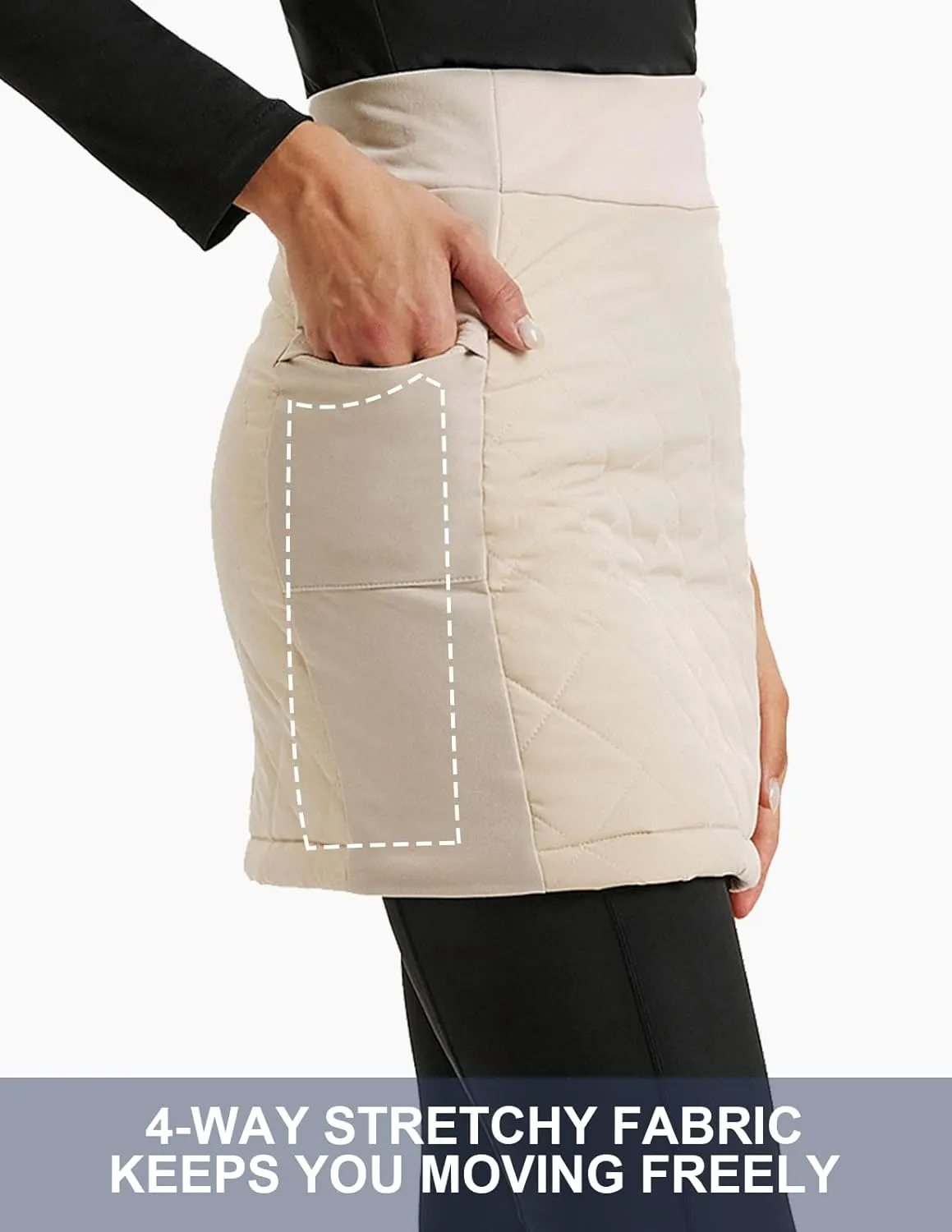 JACK SMITH Women's Puffer Quilted Skirt Insulated Warm Snow Skorts for Hiking Running Golf Zipping Both Way