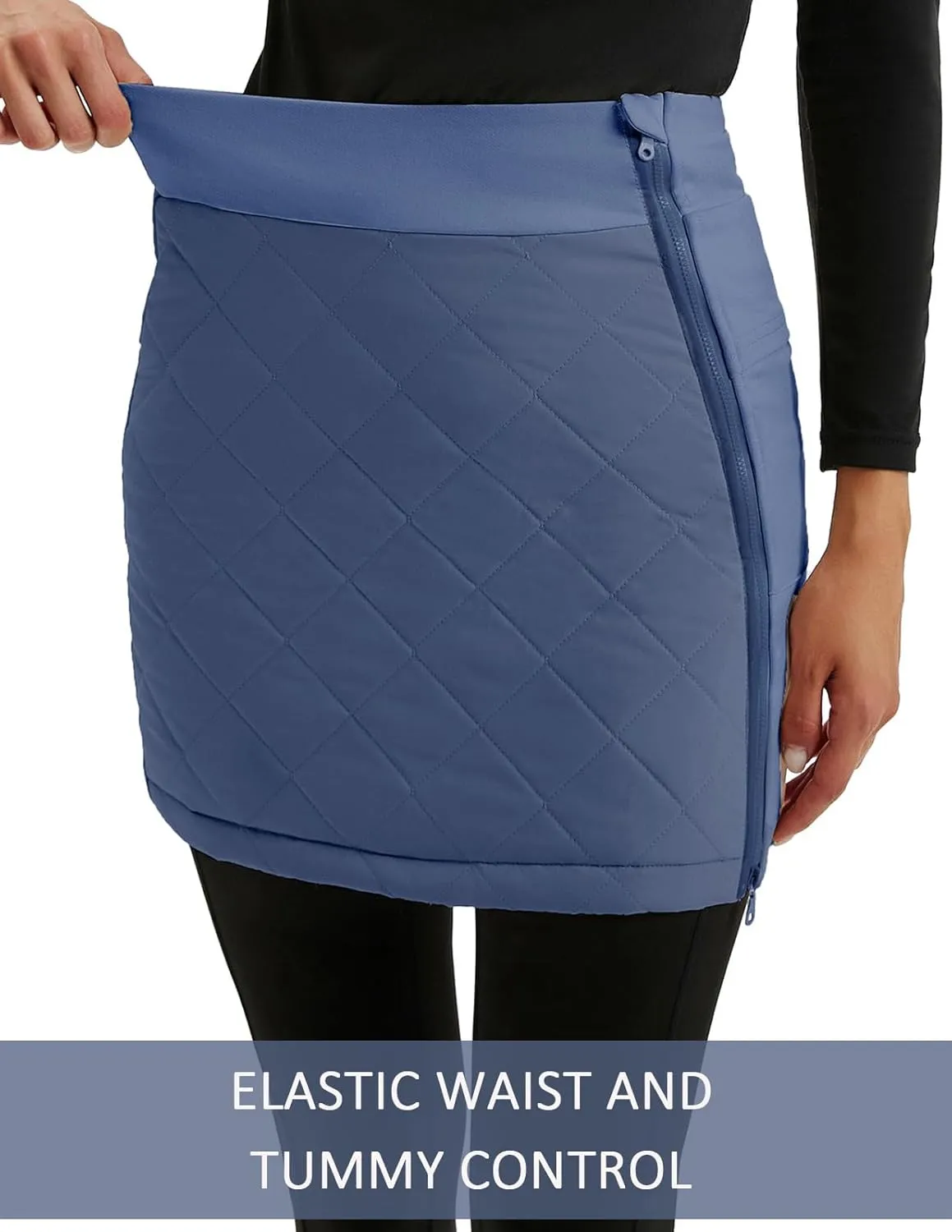 JACK SMITH Women's Puffer Quilted Skirt Insulated Warm Snow Skorts for Hiking Running Golf Zipping Both Way
