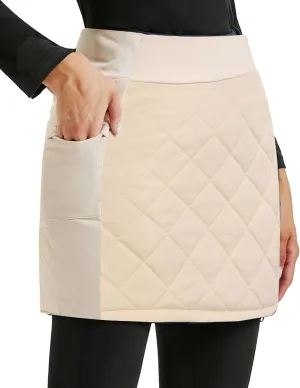 JACK SMITH Women's Puffer Quilted Skirt Insulated Warm Snow Skorts for Hiking Running Golf Zipping Both Way