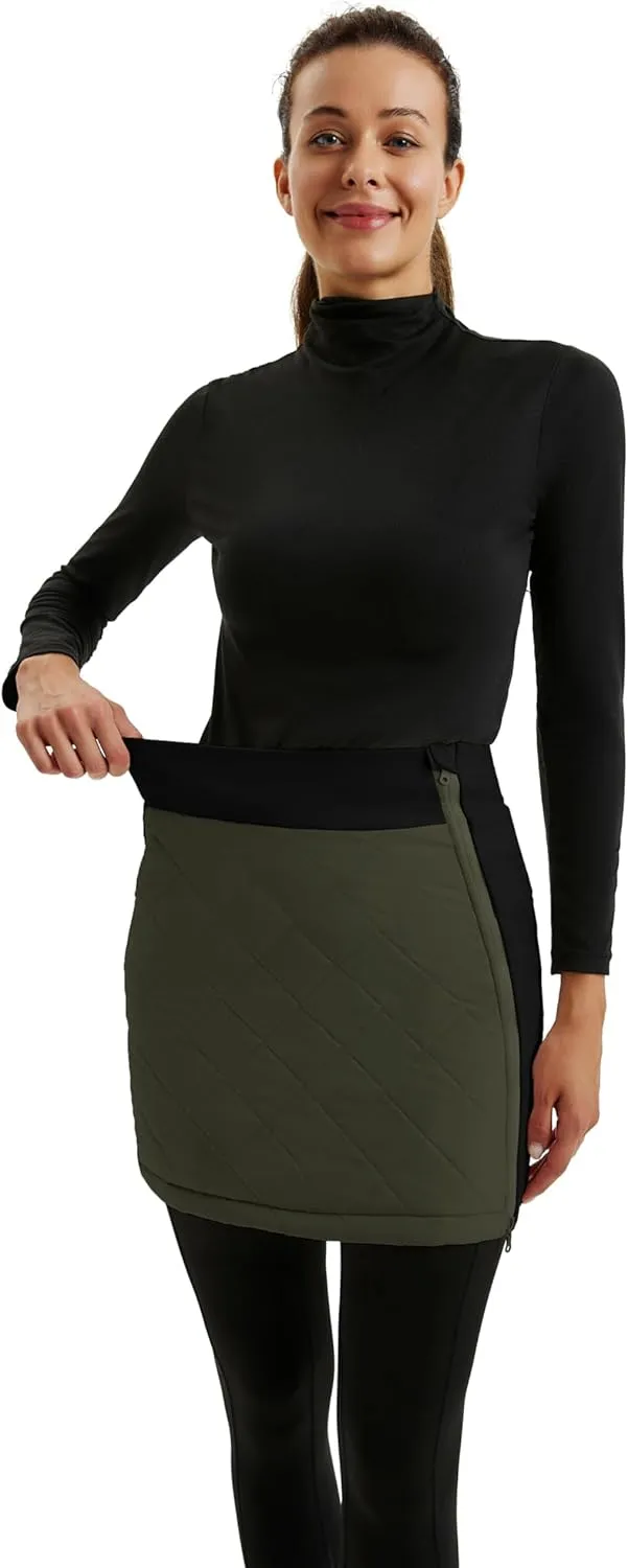 JACK SMITH Women's Puffer Quilted Skirt Insulated Warm Snow Skorts for Hiking Running Golf Zipping Both Way