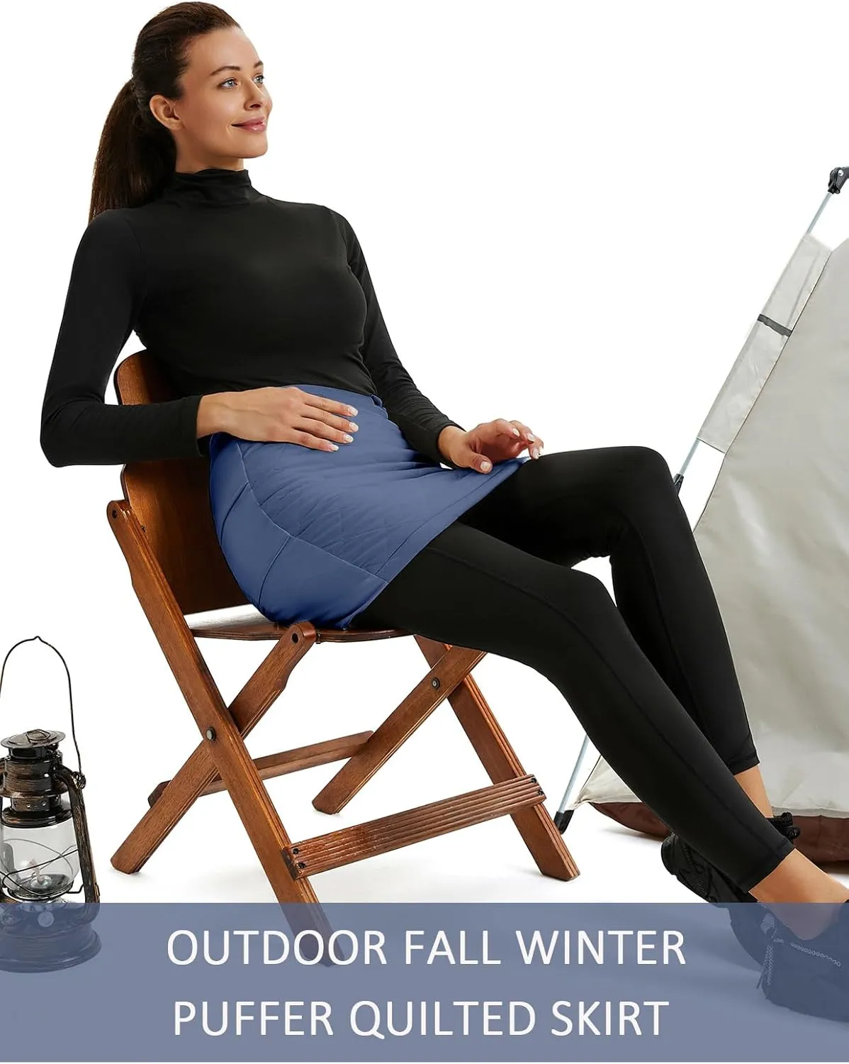 JACK SMITH Women's Puffer Quilted Skirt Insulated Warm Snow Skorts for Hiking Running Golf Zipping Both Way