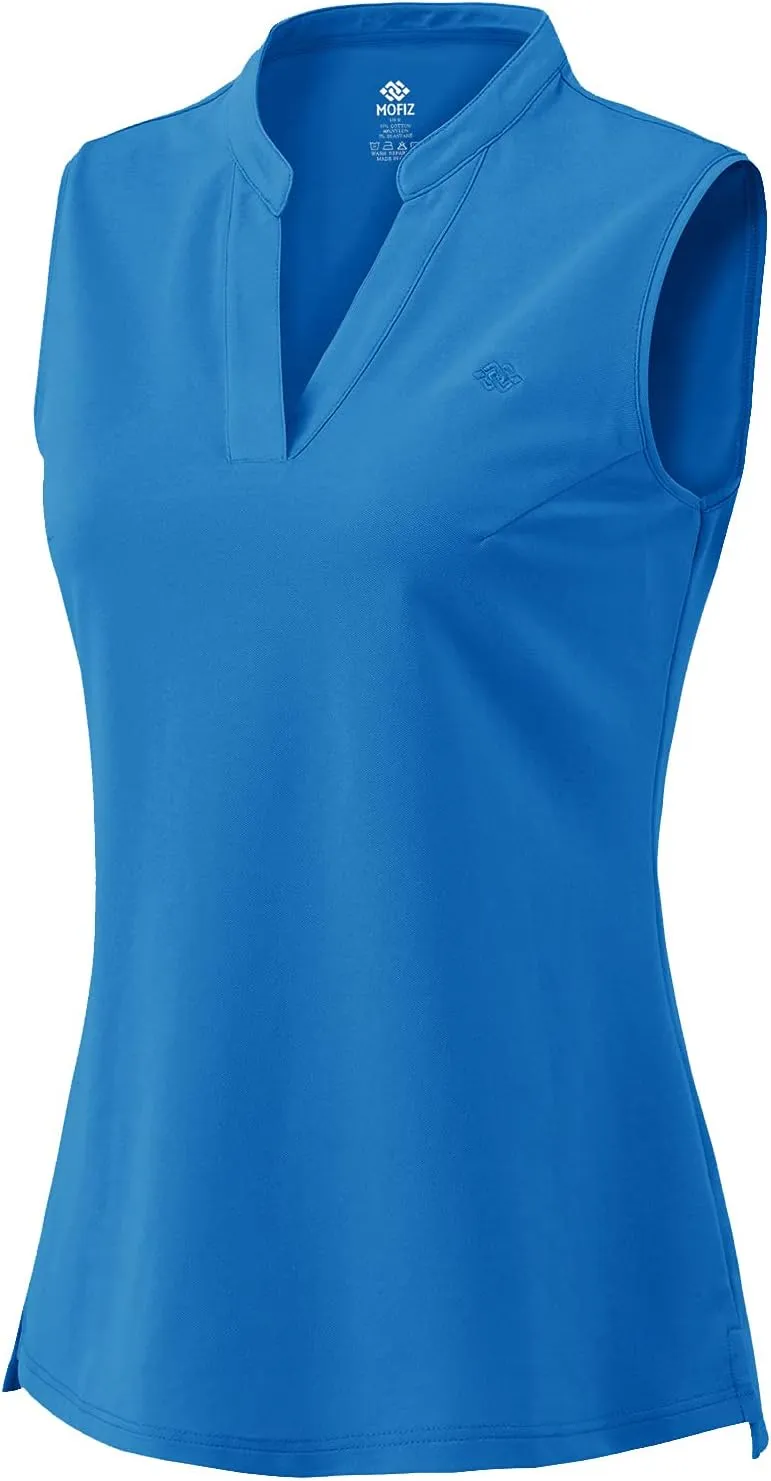 JINSHI Womens Sleeveless Golf Shirts V Neck Sports Polo Shirts Athletic Workout Tops Shirts