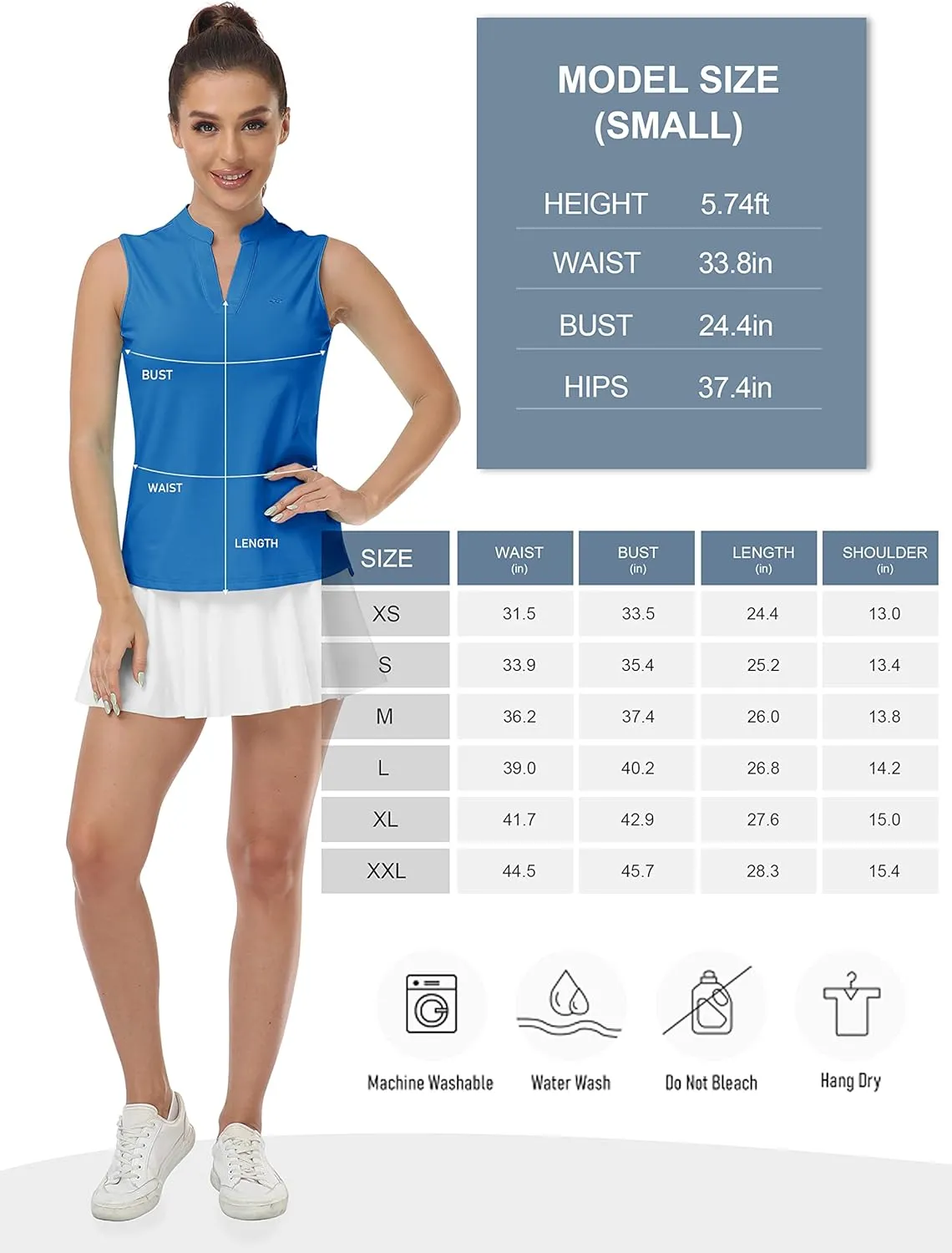 JINSHI Womens Sleeveless Golf Shirts V Neck Sports Polo Shirts Athletic Workout Tops Shirts
