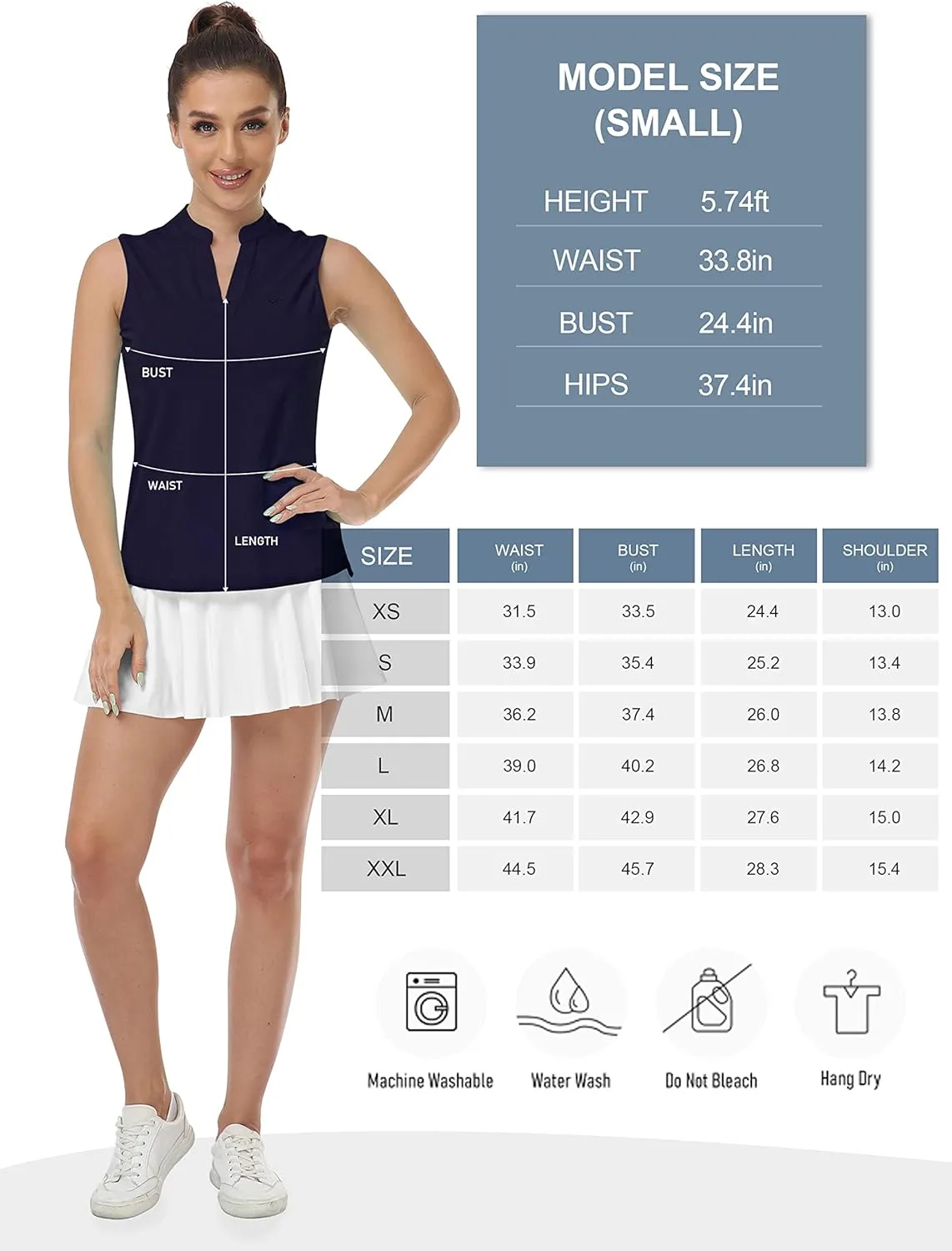 JINSHI Womens Sleeveless Golf Shirts V Neck Sports Polo Shirts Athletic Workout Tops Shirts