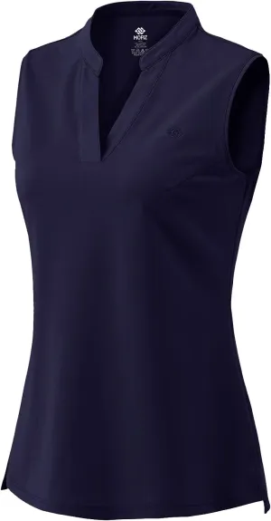 JINSHI Womens Sleeveless Golf Shirts V Neck Sports Polo Shirts Athletic Workout Tops Shirts
