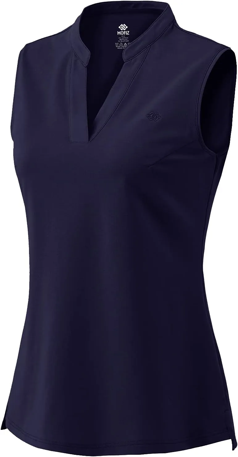 JINSHI Womens Sleeveless Golf Shirts V Neck Sports Polo Shirts Athletic Workout Tops Shirts