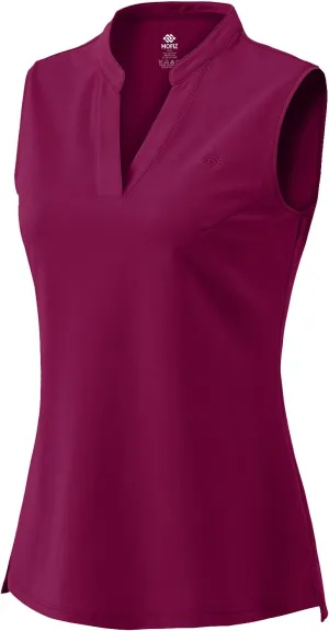 JINSHI Womens Sleeveless Golf Shirts V Neck Sports Polo Shirts Athletic Workout Tops Shirts