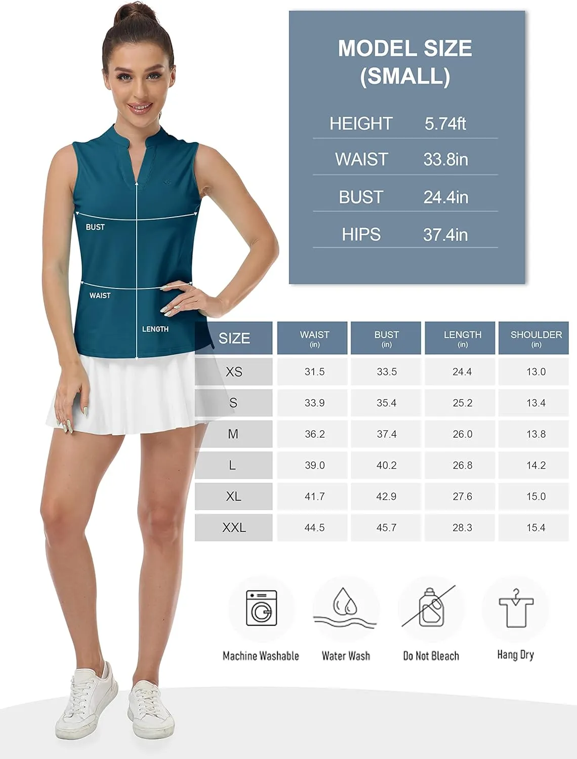 JINSHI Womens Sleeveless Golf Shirts V Neck Sports Polo Shirts Athletic Workout Tops Shirts