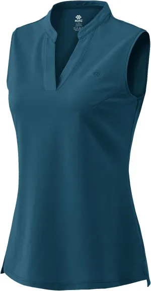 JINSHI Womens Sleeveless Golf Shirts V Neck Sports Polo Shirts Athletic Workout Tops Shirts