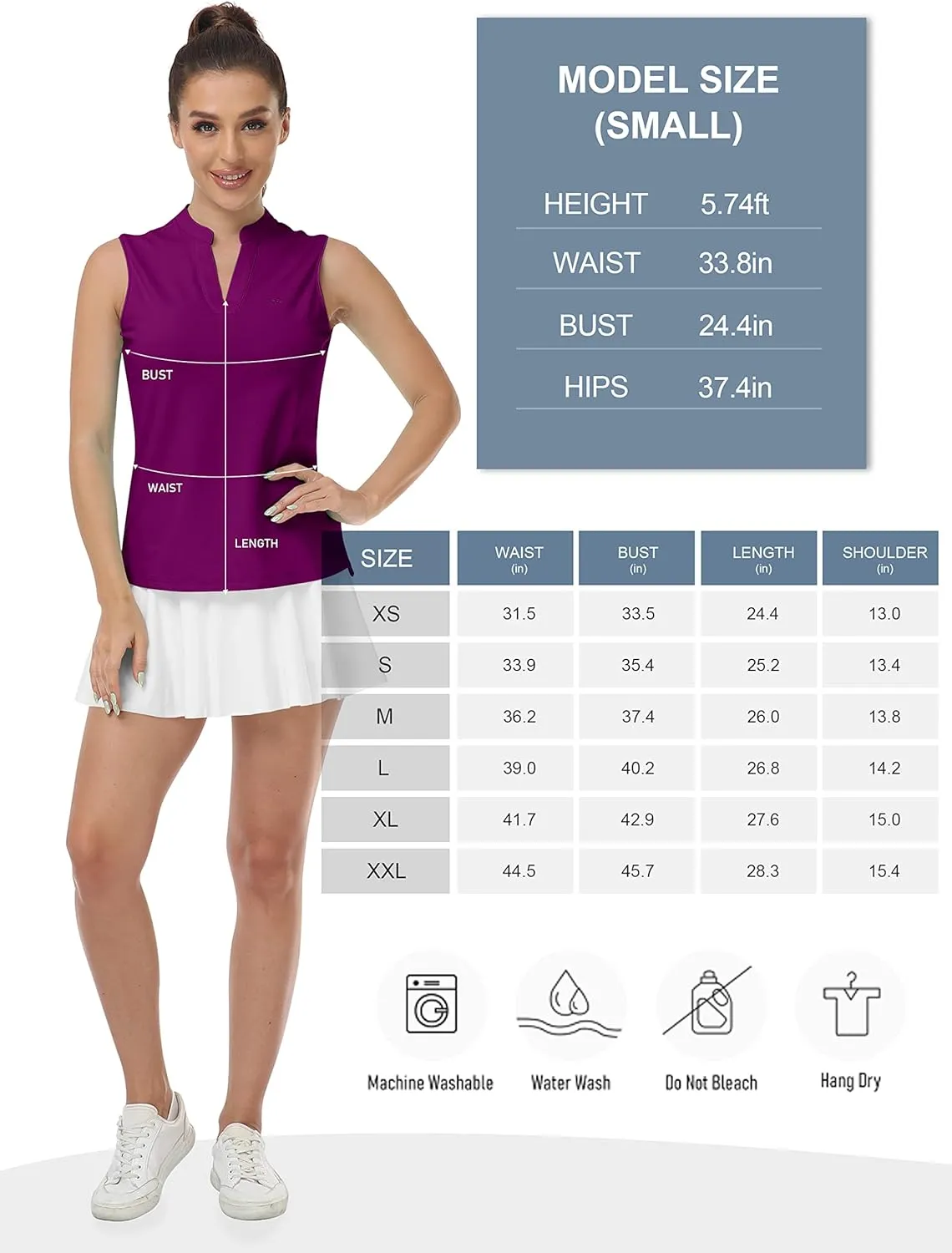JINSHI Womens Sleeveless Golf Shirts V Neck Sports Polo Shirts Athletic Workout Tops Shirts