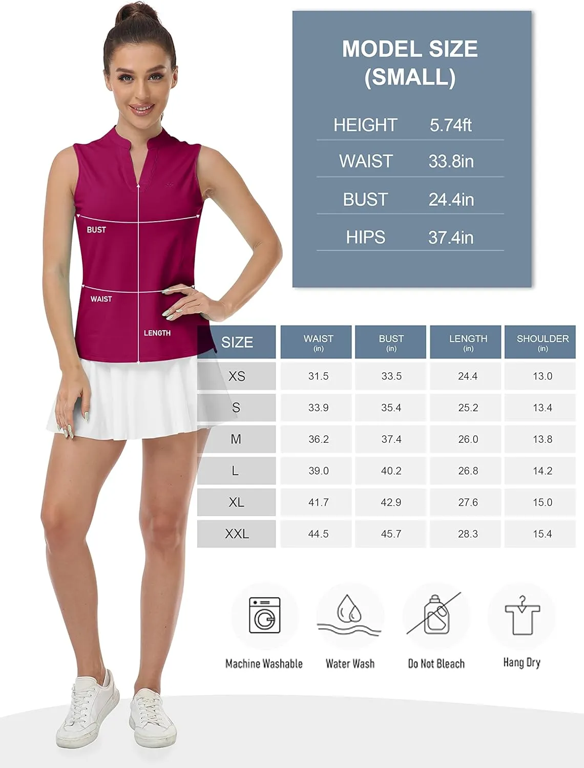 JINSHI Womens Sleeveless Golf Shirts V Neck Sports Polo Shirts Athletic Workout Tops Shirts