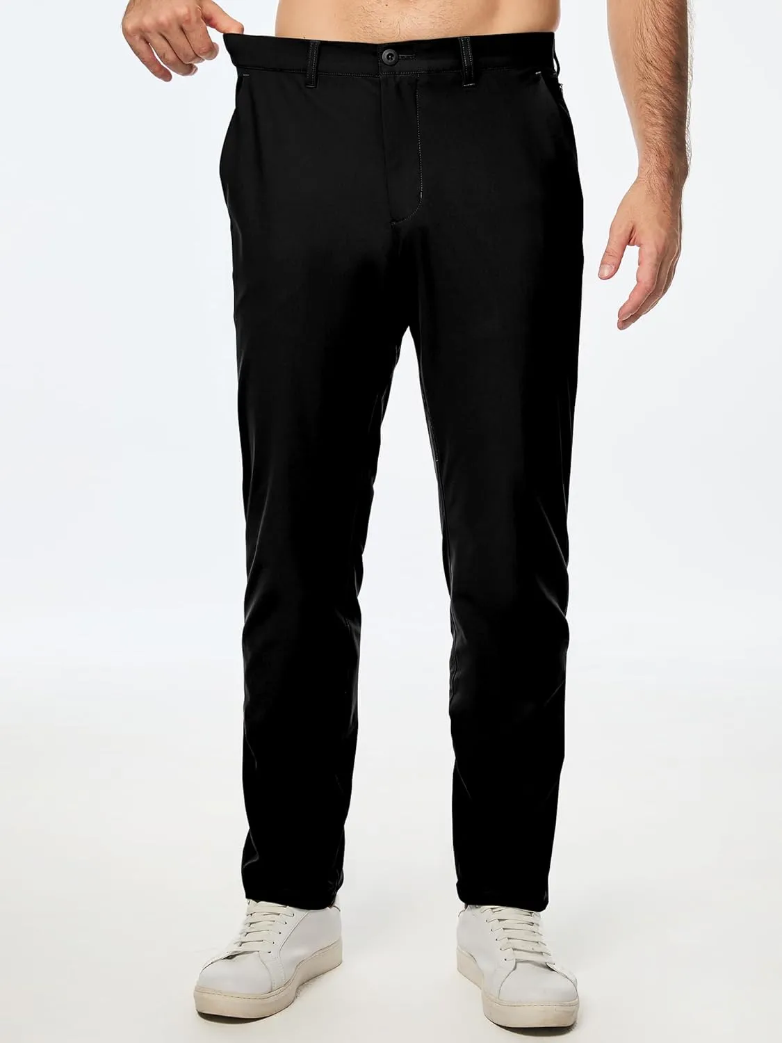 JMIERR Mens Chino Pants Casual Stretch Golf Pants Waist Tapered Trousers Lightweight Comfy Pants with Zipper Pockets