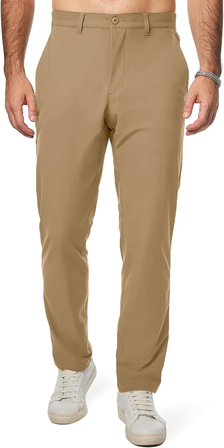 JMIERR Mens Chino Pants Casual Stretch Golf Pants Waist Tapered Trousers Lightweight Comfy Pants with Zipper Pockets