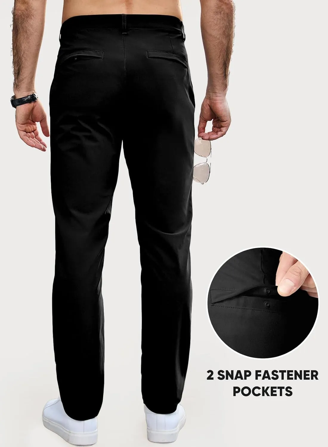 JMIERR Mens Chino Pants Casual Stretch Golf Pants Waist Tapered Trousers Lightweight Comfy Pants with Zipper Pockets