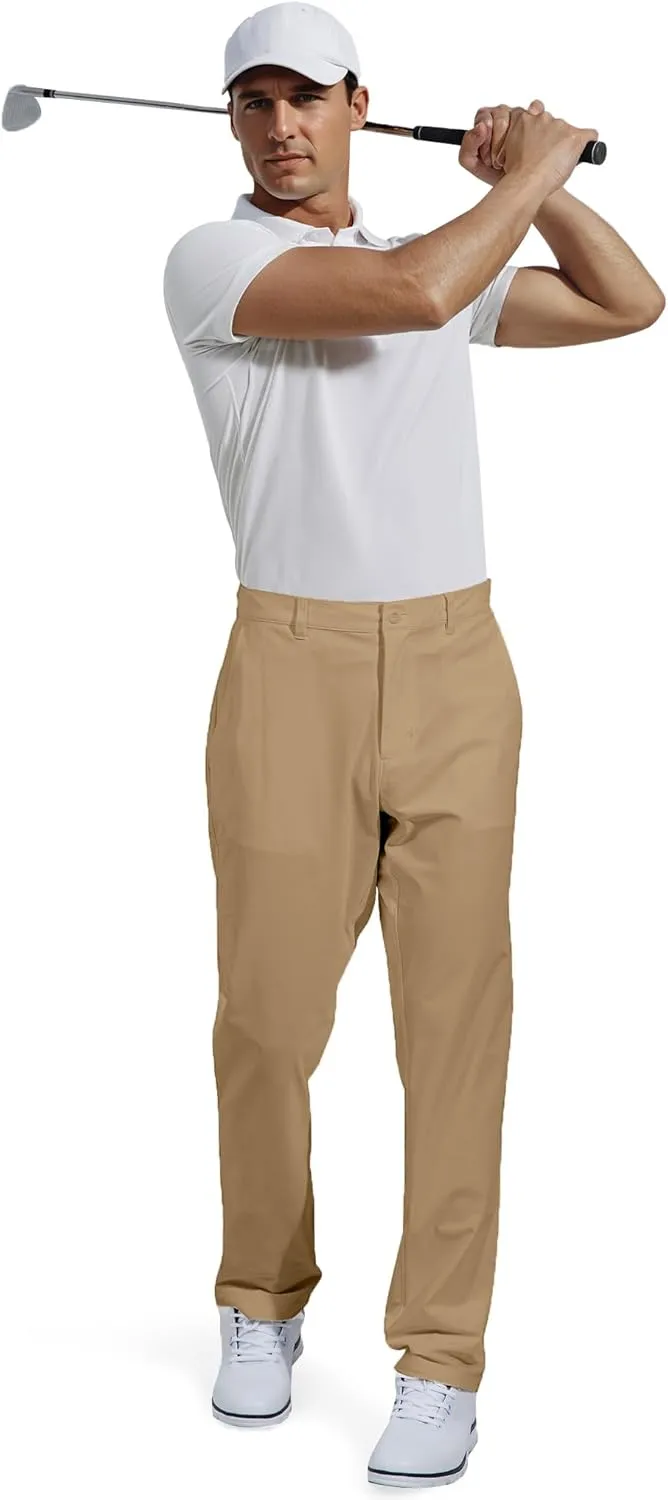 JMIERR Mens Chino Pants Casual Stretch Golf Pants Waist Tapered Trousers Lightweight Comfy Pants with Zipper Pockets