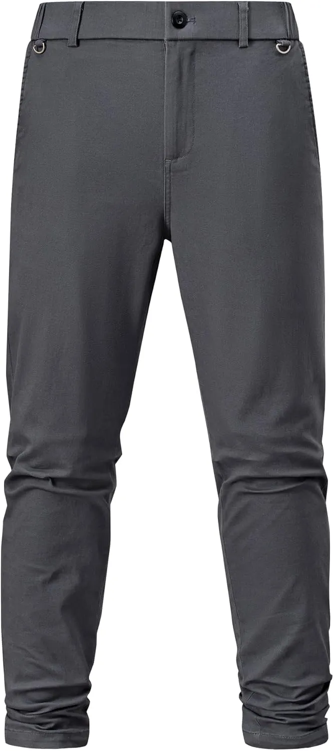 JMIERR Men's Chino Pants Casual Stretch Waist Tapered Trousers with Pockets