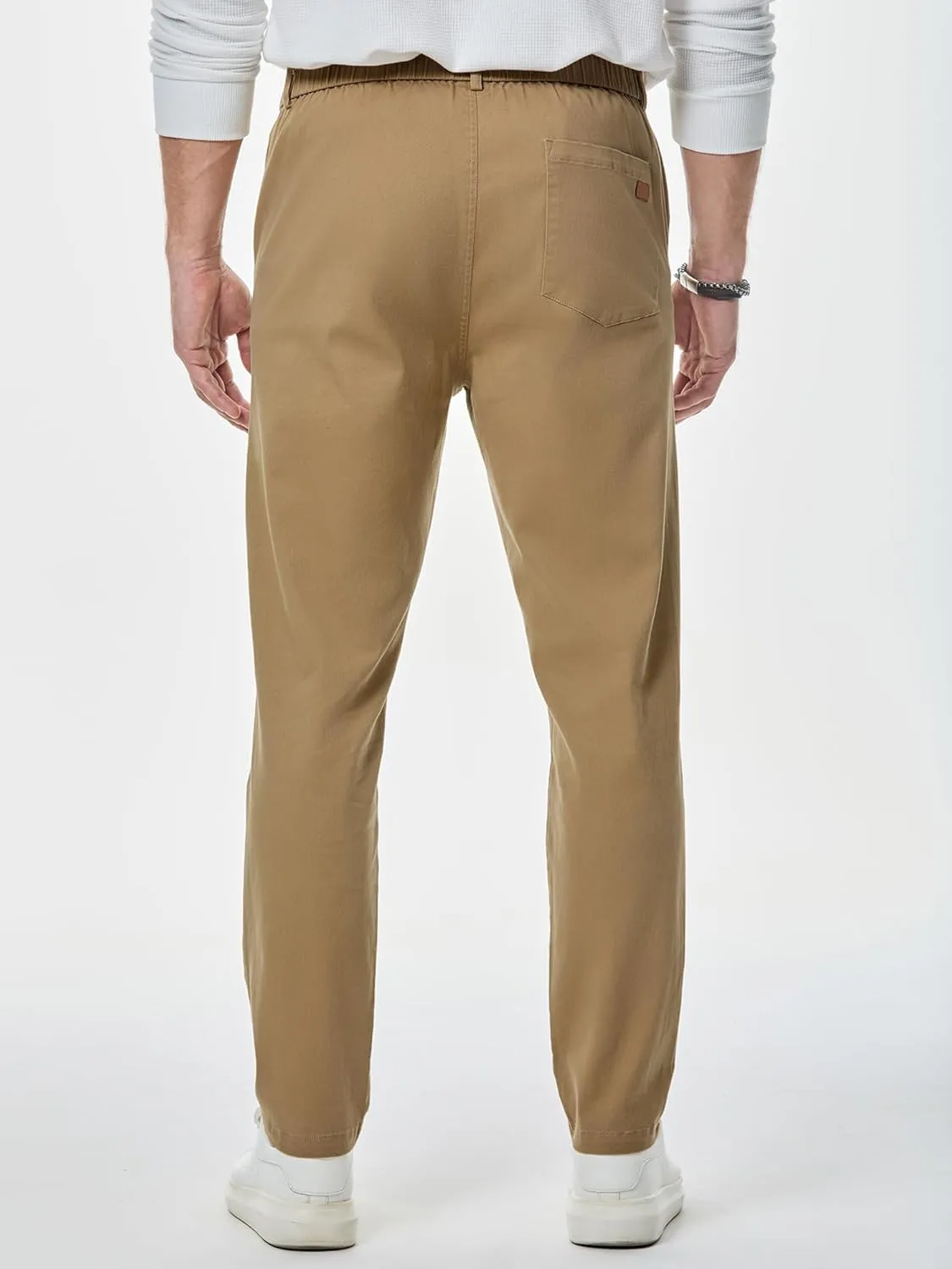 JMIERR Men's Chino Pants Casual Stretch Waist Tapered Trousers with Pockets