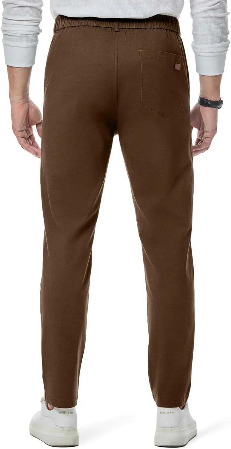 JMIERR Men's Chino Pants Casual Stretch Waist Tapered Trousers with Pockets