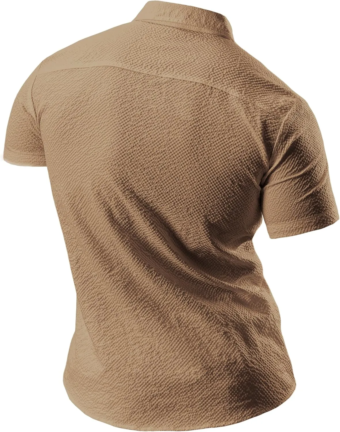 JOGAL Men's Button Down Shirts Short Sleeve Casual Shirts Textured Summer Beach Wedding Shirts