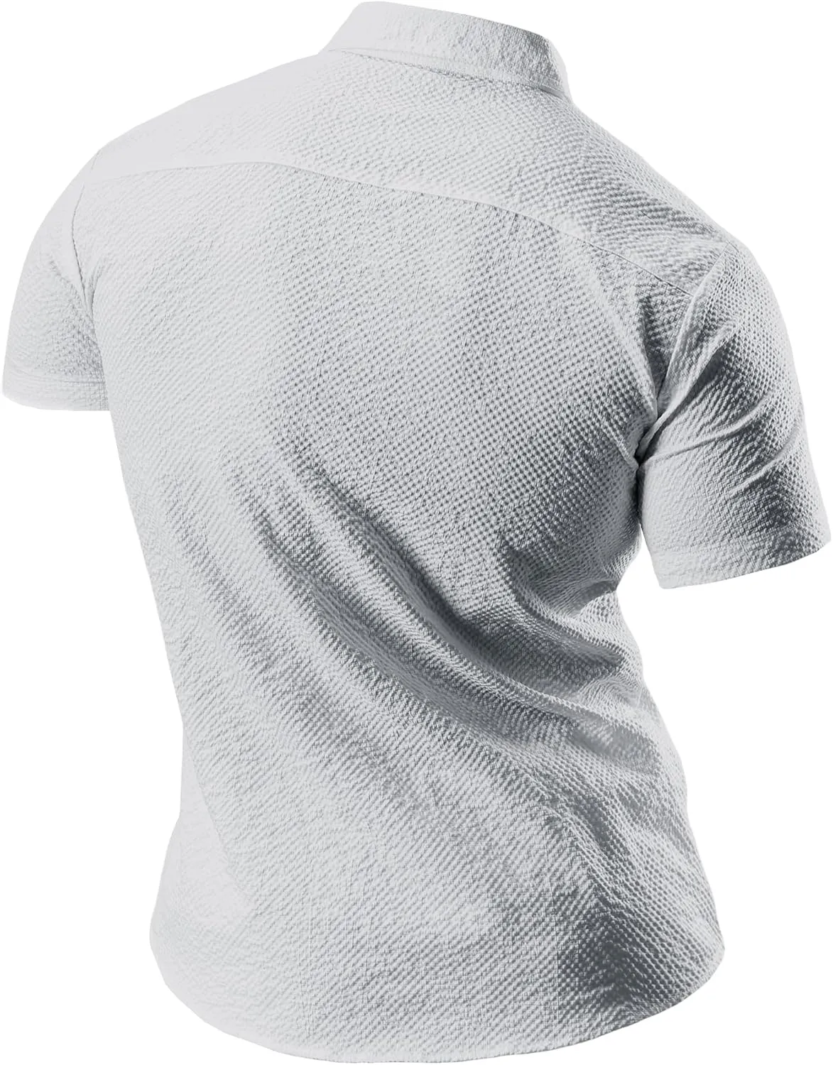 JOGAL Men's Button Down Shirts Short Sleeve Casual Shirts Textured Summer Beach Wedding Shirts