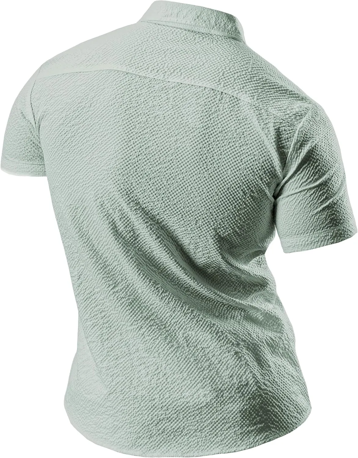 JOGAL Men's Button Down Shirts Short Sleeve Casual Shirts Textured Summer Beach Wedding Shirts