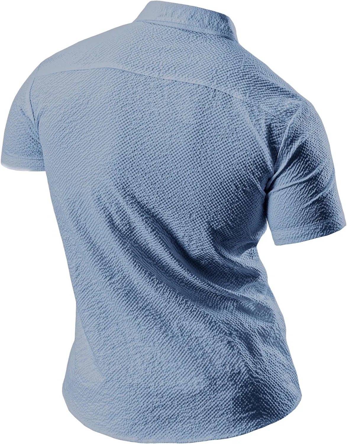 JOGAL Men's Button Down Shirts Short Sleeve Casual Shirts Textured Summer Beach Wedding Shirts