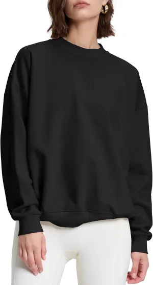 kayamiya Women's Oversized Crew Neck Sweatshirts Lightweight Casual Long Sleeve Fleece Pullover