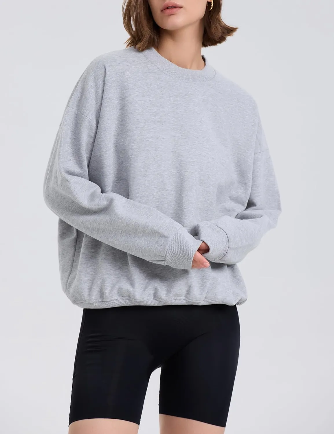 kayamiya Women's Oversized Crew Neck Sweatshirts Lightweight Casual Long Sleeve Fleece Pullover