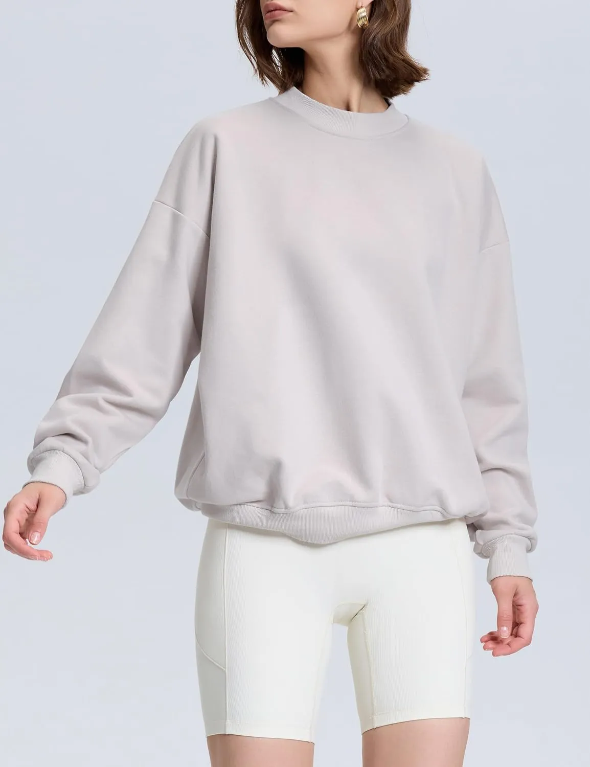 kayamiya Women's Oversized Crew Neck Sweatshirts Lightweight Casual Long Sleeve Fleece Pullover