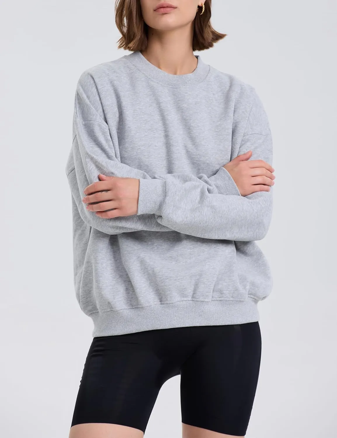 kayamiya Women's Oversized Crew Neck Sweatshirts Lightweight Casual Long Sleeve Fleece Pullover