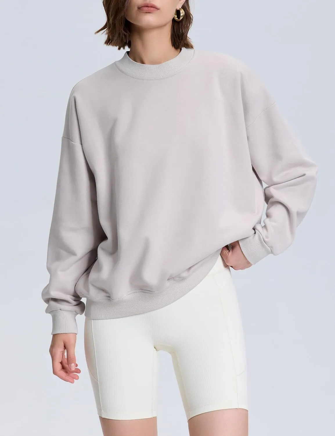 kayamiya Women's Oversized Crew Neck Sweatshirts Lightweight Casual Long Sleeve Fleece Pullover