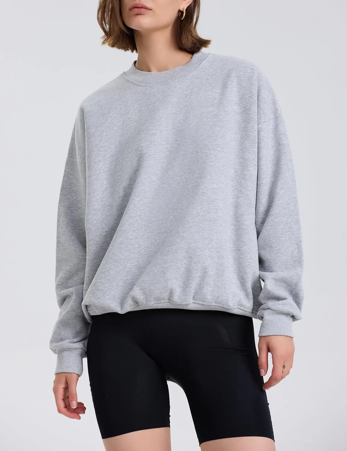 kayamiya Women's Oversized Crew Neck Sweatshirts Lightweight Casual Long Sleeve Fleece Pullover