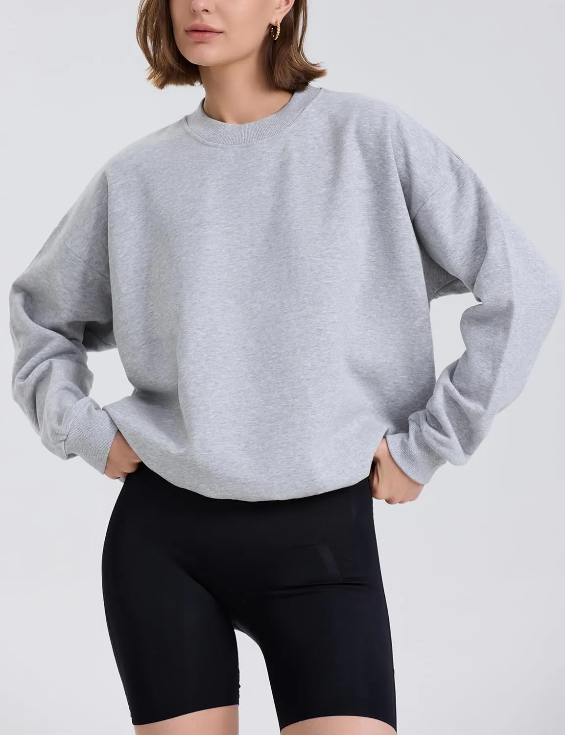 kayamiya Women's Oversized Crew Neck Sweatshirts Lightweight Casual Long Sleeve Fleece Pullover