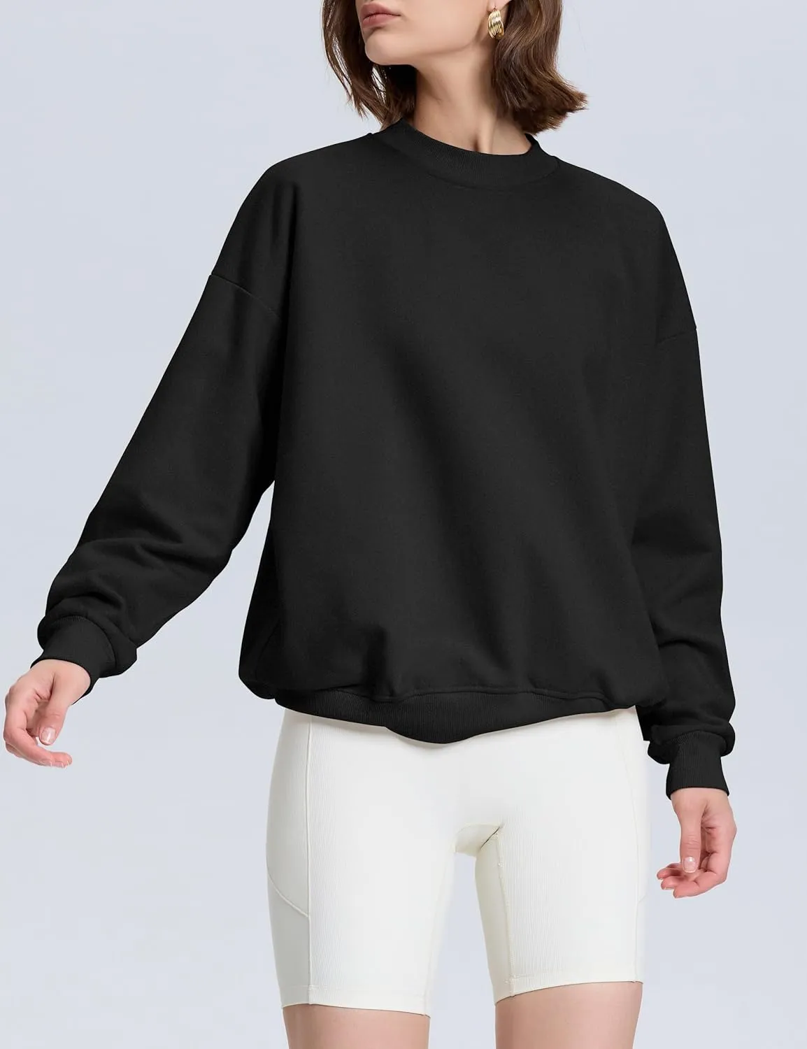 kayamiya Women's Oversized Crew Neck Sweatshirts Lightweight Casual Long Sleeve Fleece Pullover