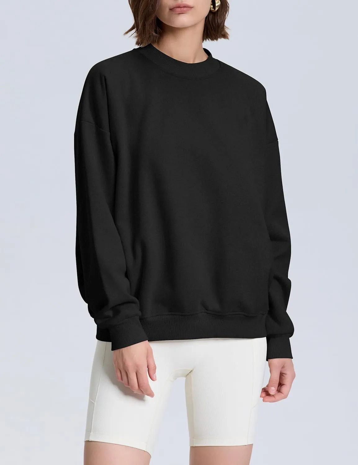 kayamiya Women's Oversized Crew Neck Sweatshirts Lightweight Casual Long Sleeve Fleece Pullover