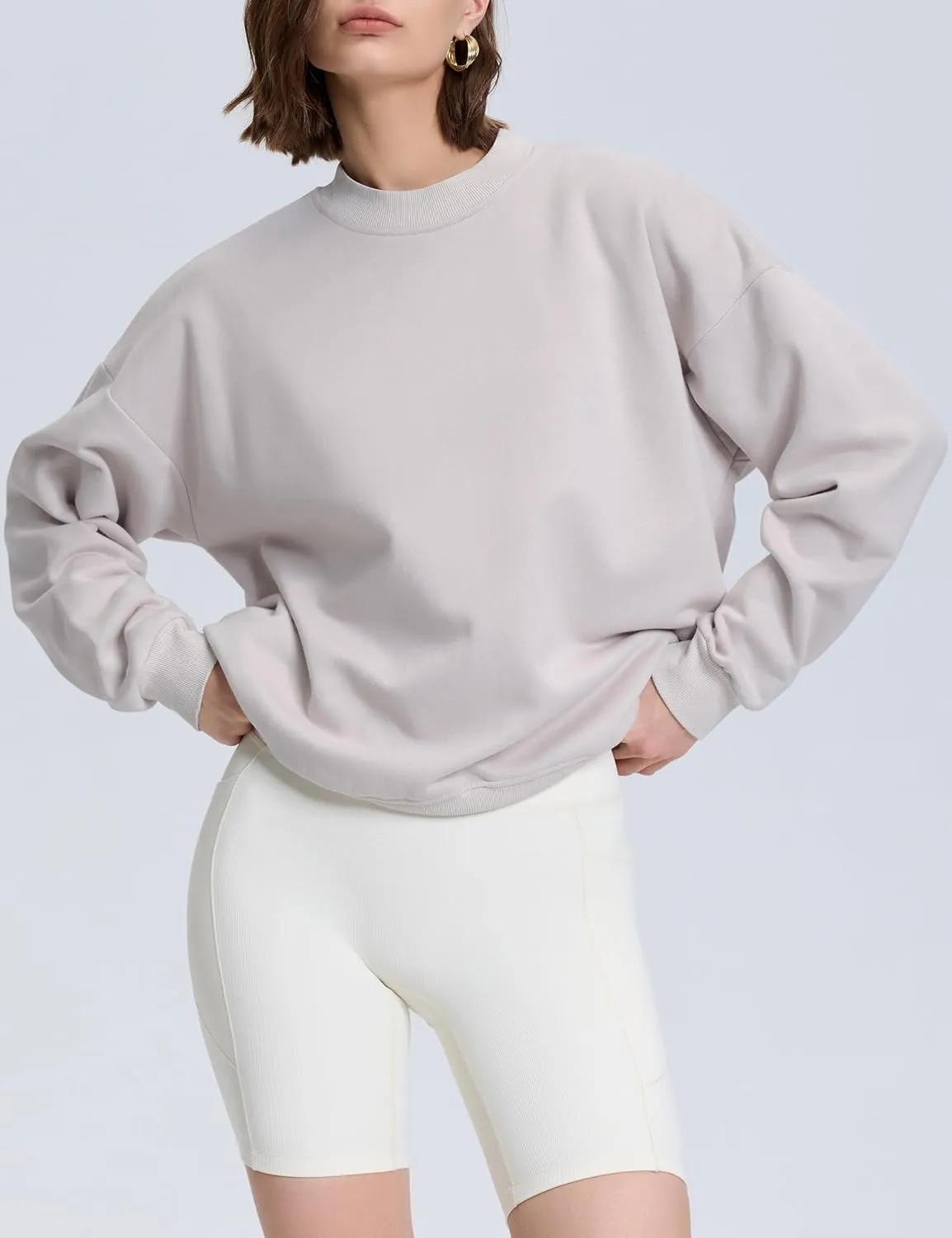 kayamiya Women's Oversized Crew Neck Sweatshirts Lightweight Casual Long Sleeve Fleece Pullover