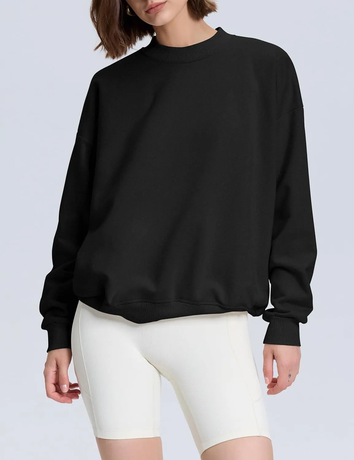 kayamiya Women's Oversized Crew Neck Sweatshirts Lightweight Casual Long Sleeve Fleece Pullover